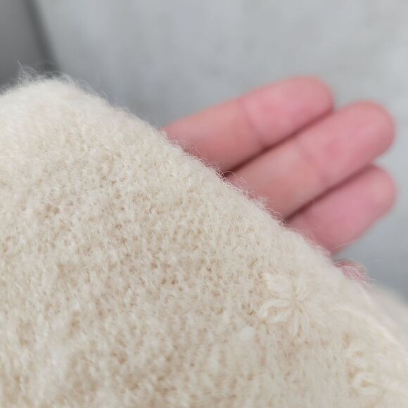 Dressbarn Wool Cream Floral Embroidered Zip-Up Sweater Cardigan Jacket - Picture 9 of 12